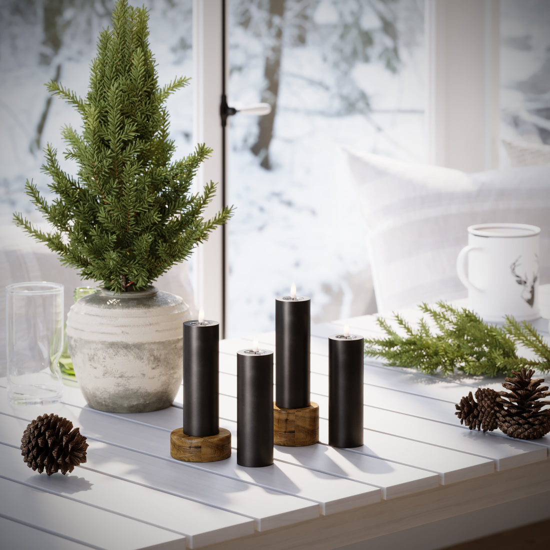 LED Blocklight Ø 5 x 15 cm Sort - 4 stk