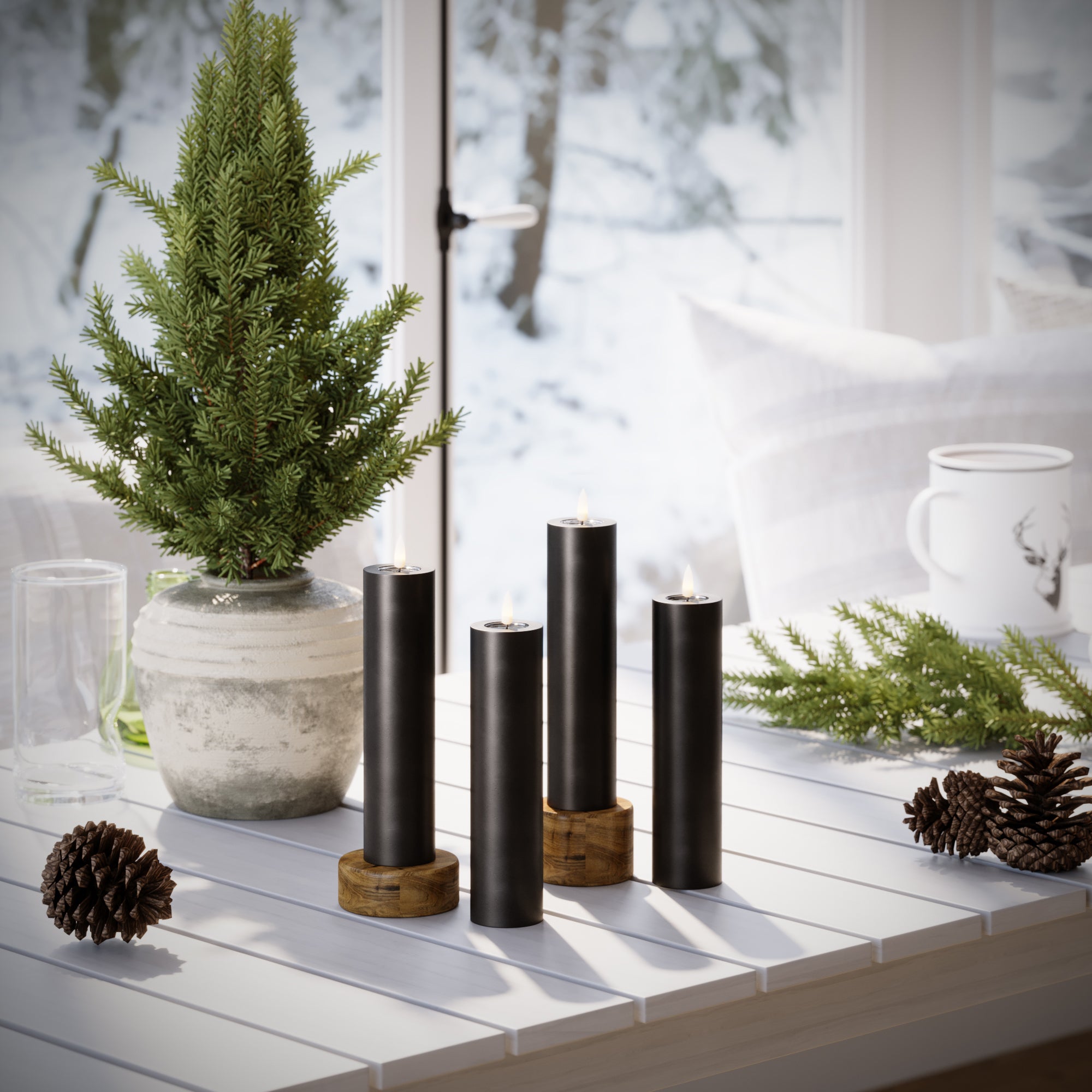 LIDERADO Vela pilar Ø 5 x 20 cm Preto - 4 pcs