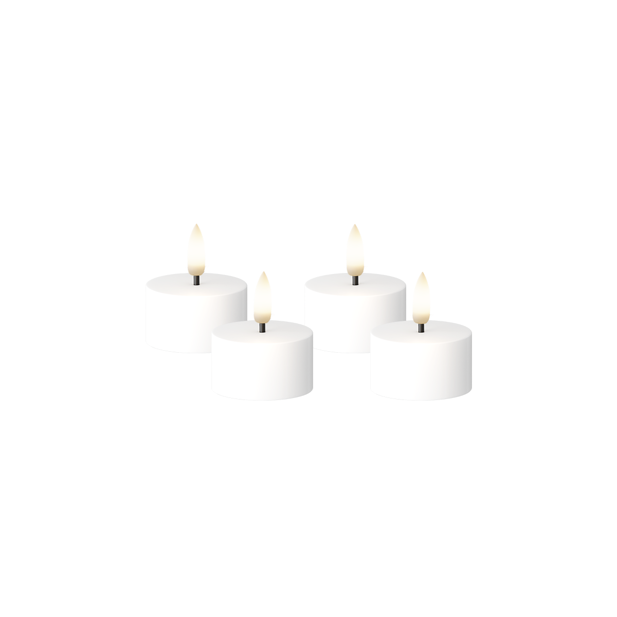 LED Mini Tea Light Flat Top 4 db, Ø 3,8 x 2 cm Fehér