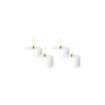 LED Mini Tea Light Flat Top 4 db, Ø 3,8 x 2 cm Fehér