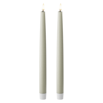 LED Kronlys 2 stk, Ø 2,2 x 29 cm Salviegrønn
