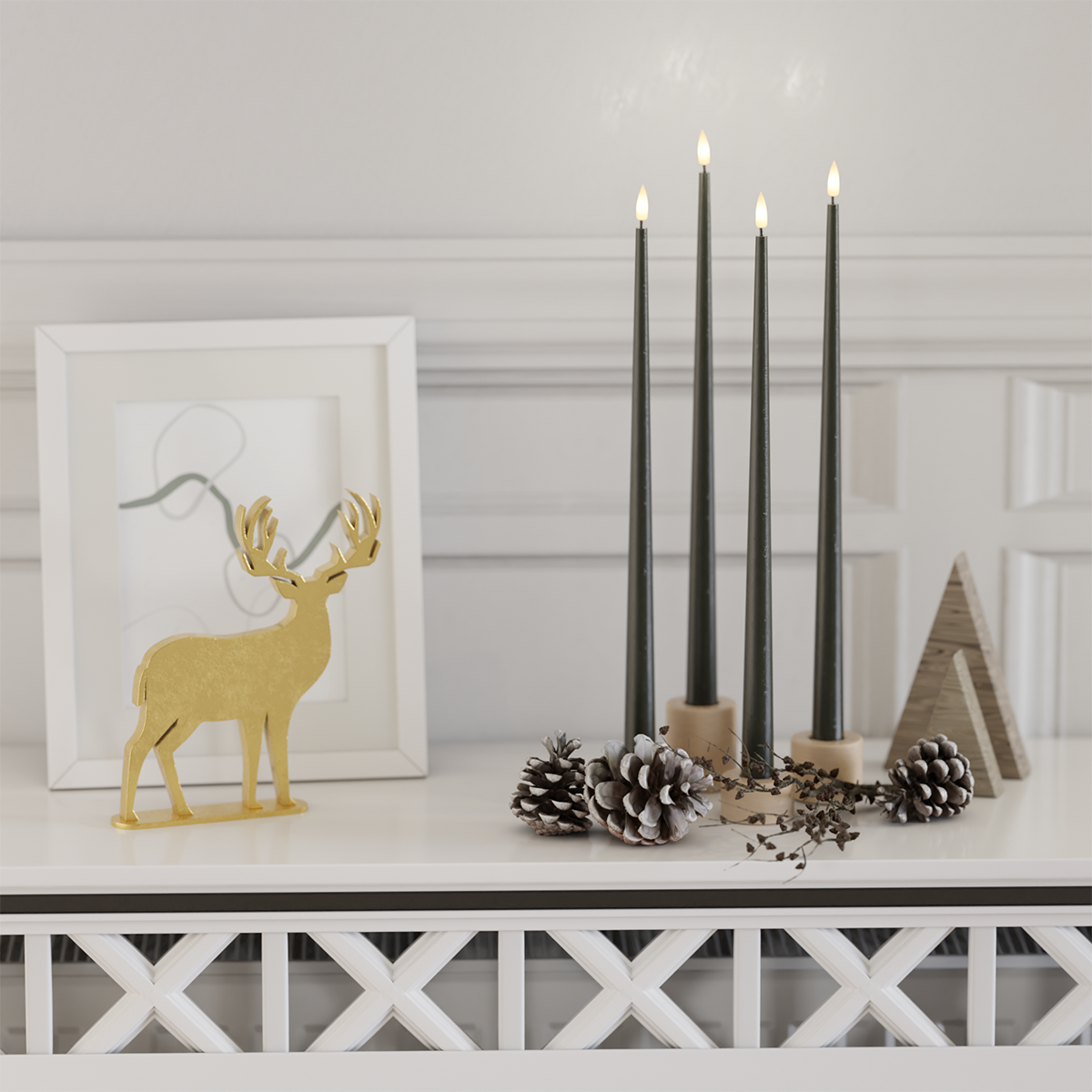 Deluxe Homeart LED-küünlavalguse pakett – Tumeroheline - 4 tükki 38 cm 2