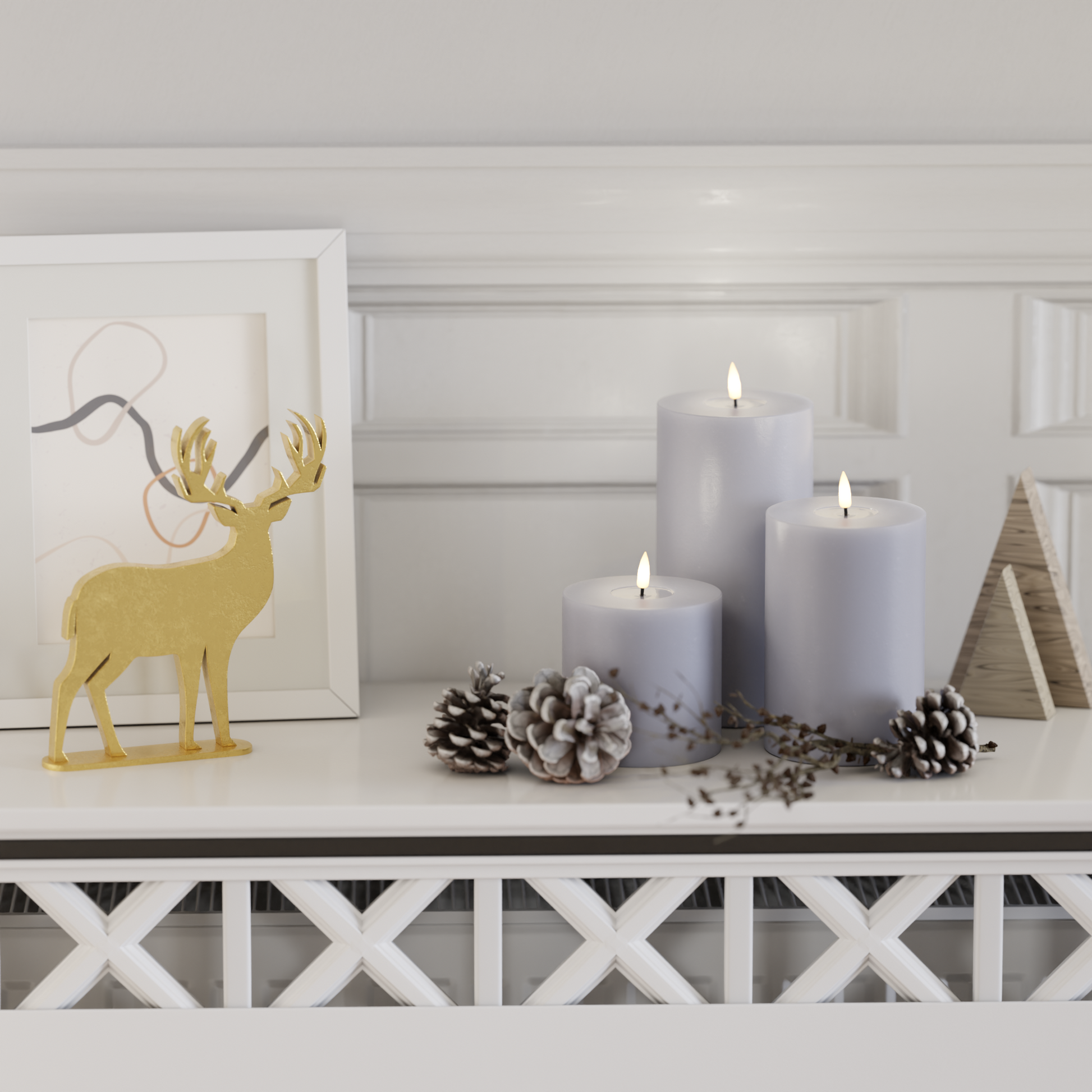 Deluxe Homeart Balíček LED blokových světel - Zaprášená modrá - 10 x 10, 15 a 20 cm2