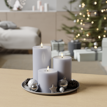 Deluxe Homeart Balíček LED blokových světel - Zaprášená modrá - 10 x 10, 15 a 20 cm 1