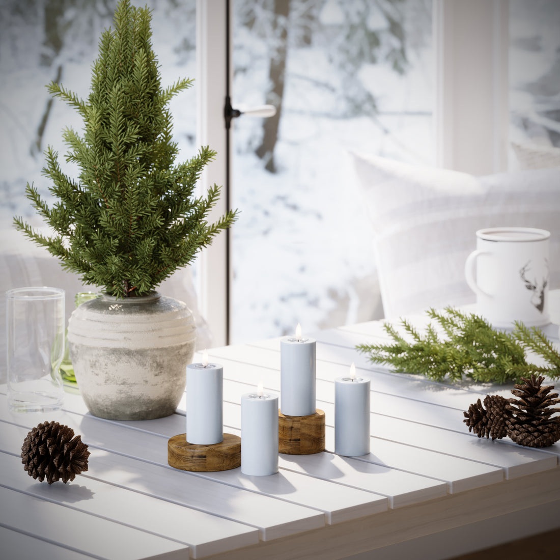 Světla bloku LED Ø 5 x 10 cm Zaprášená modrá - 4 ks