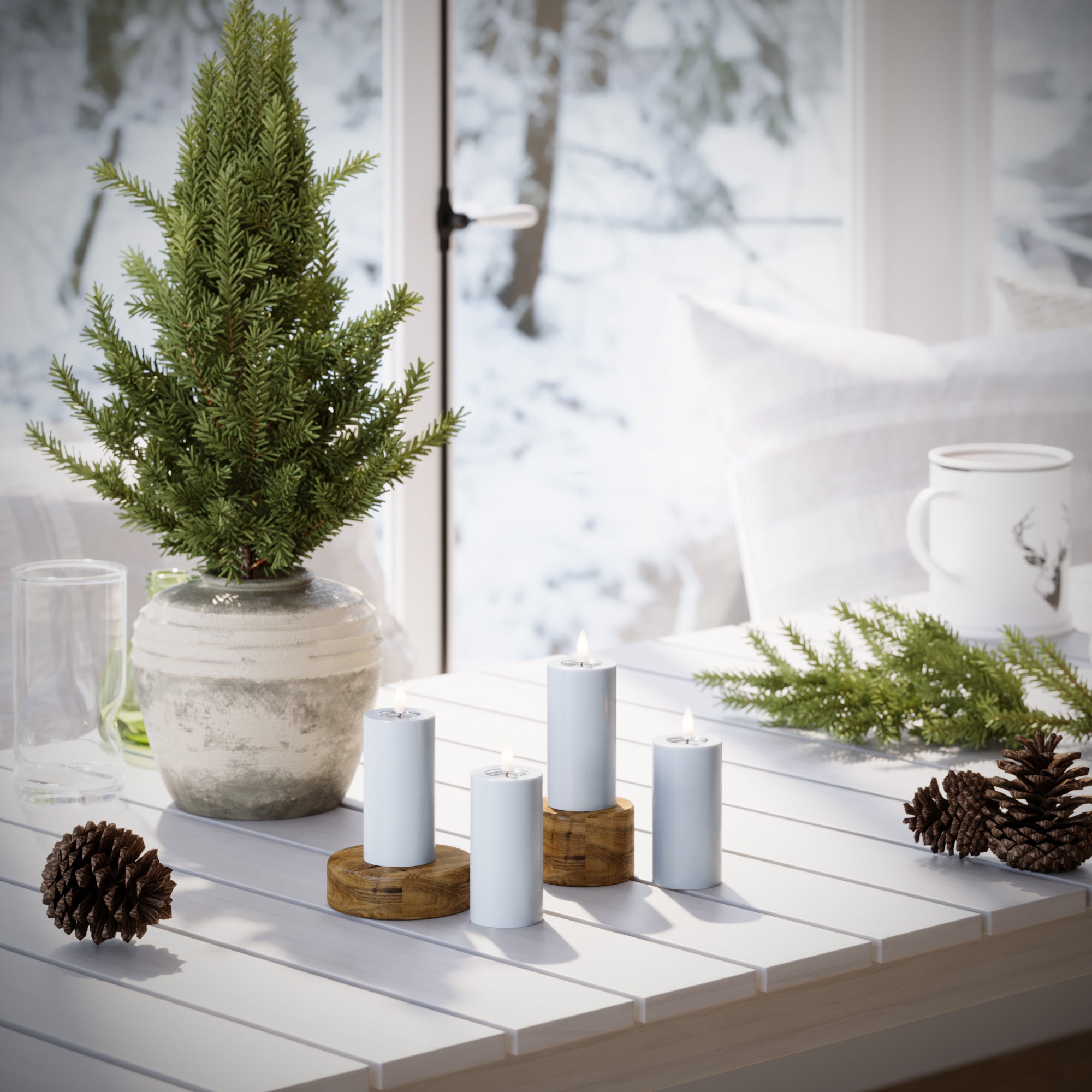 LED Blocklight Ø 5 x 10 cm Støvet blå - 4 stk