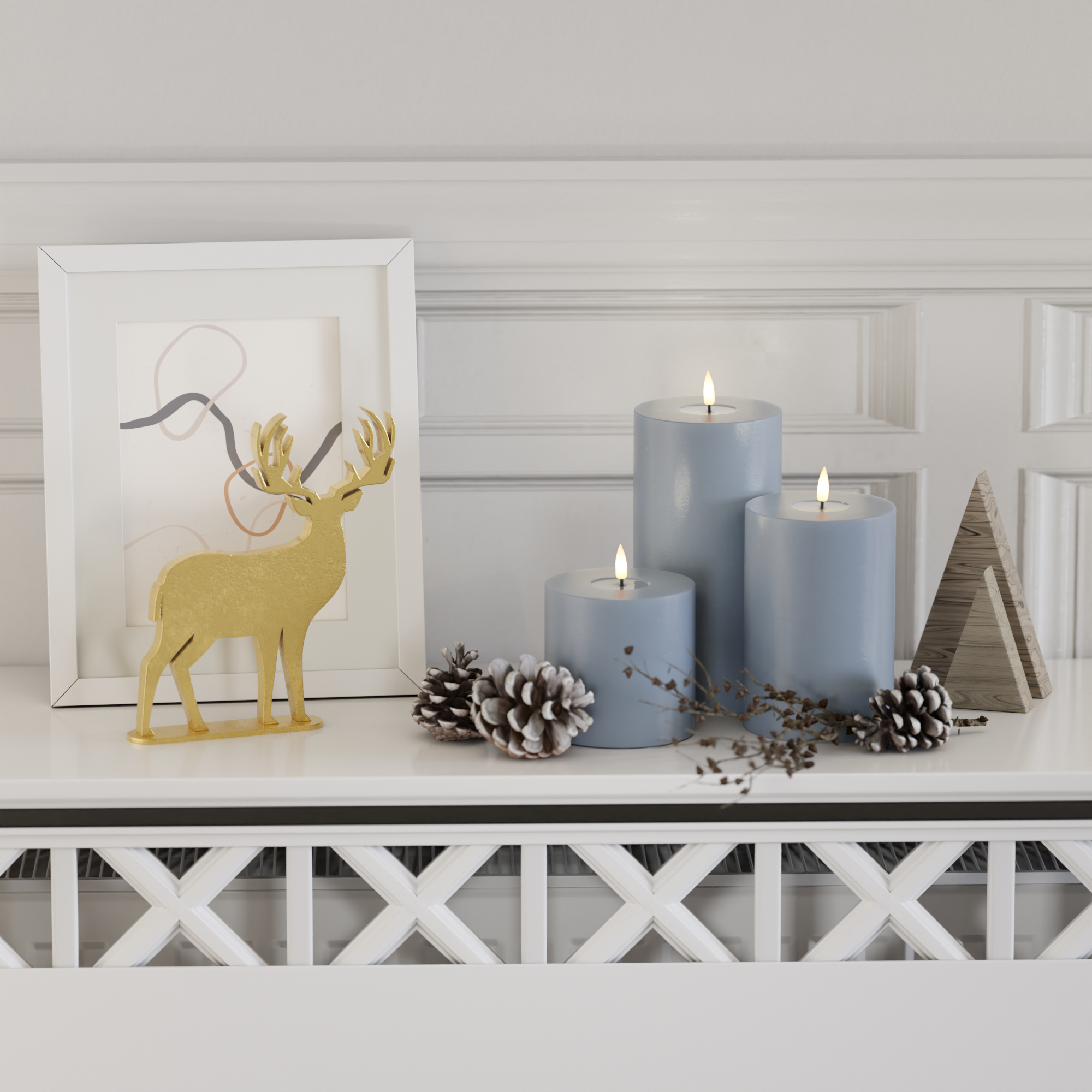 Deluxe Homeart Isblå Blockljus förpackning 10 x 10, 15, 20 2