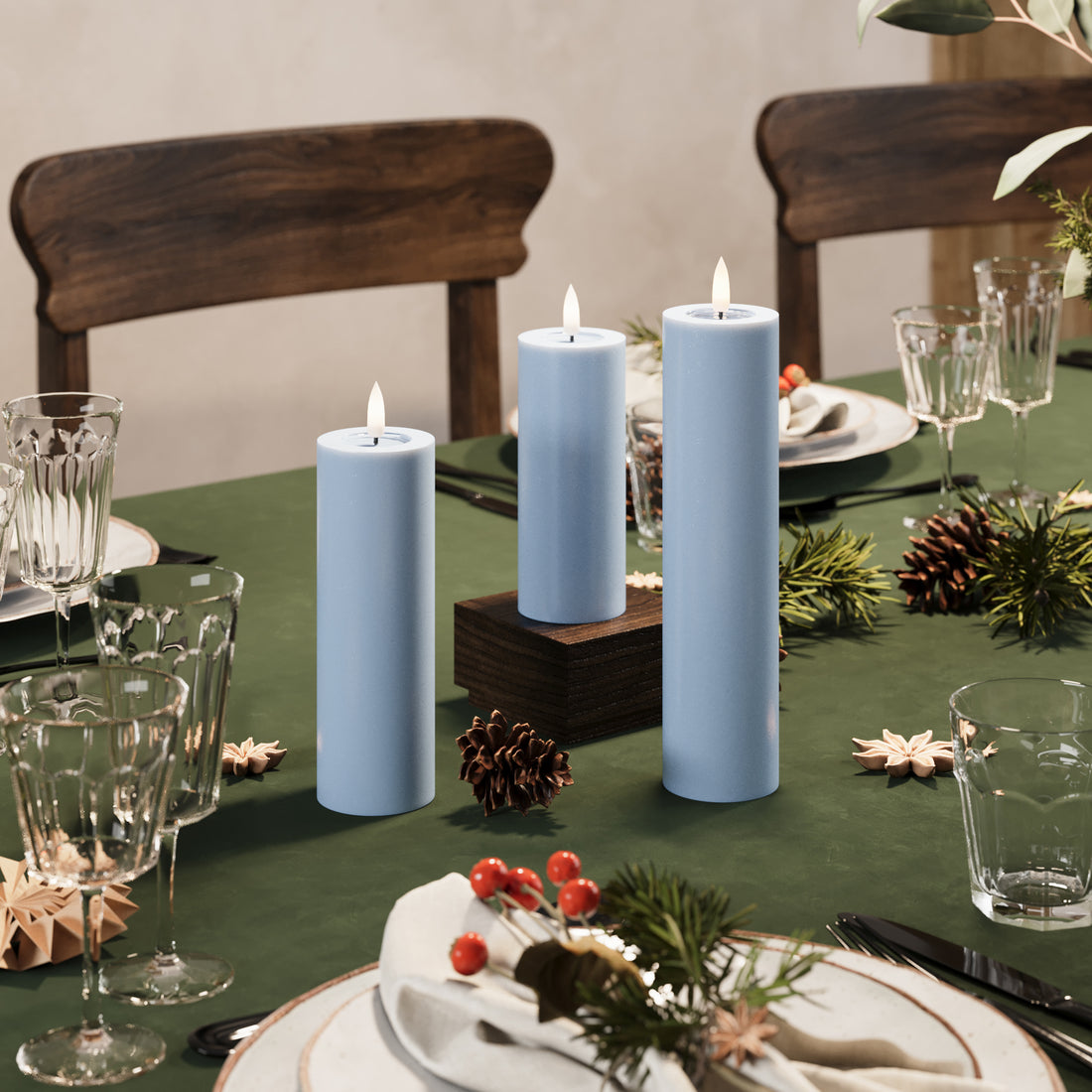 LED bloková světla Ø 5 x 20 cm Ledově modrá - 4 ks