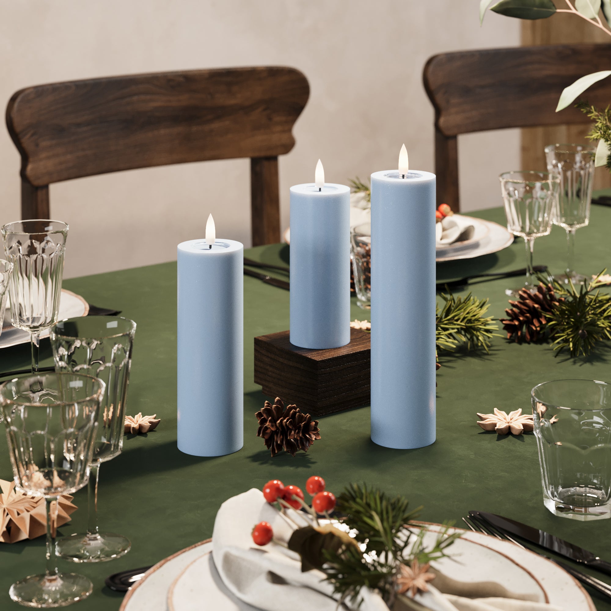 LED blokové světlo Ø 5 x 12,5 cm Ledově modrá - 4 ks