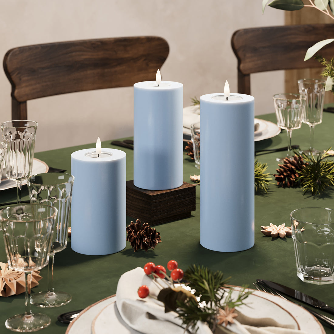 LED -blokk fény Ø 7,5 x 12,5 + 15 + 20 Jégkék