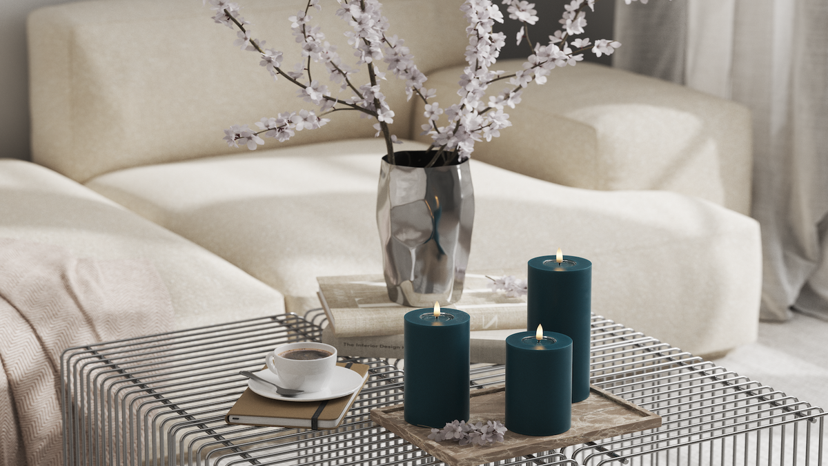LED Blokker lys med naturtro LED flamme