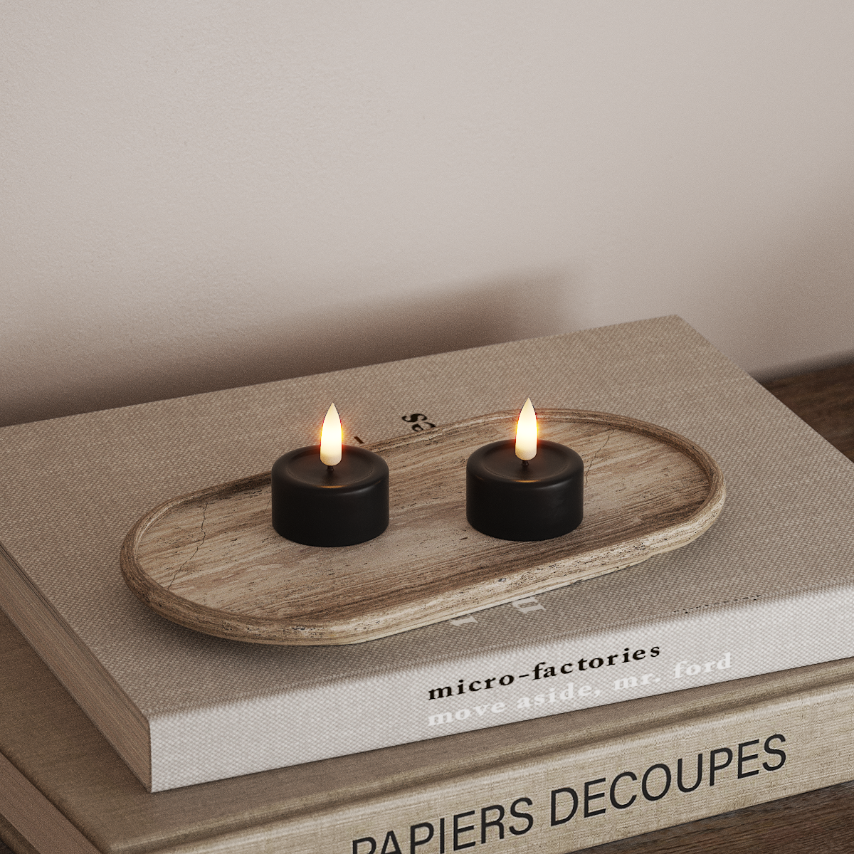 Deluxe Homeart LED čajová svíčka 2ks. Černá LED čajová svíčka 3