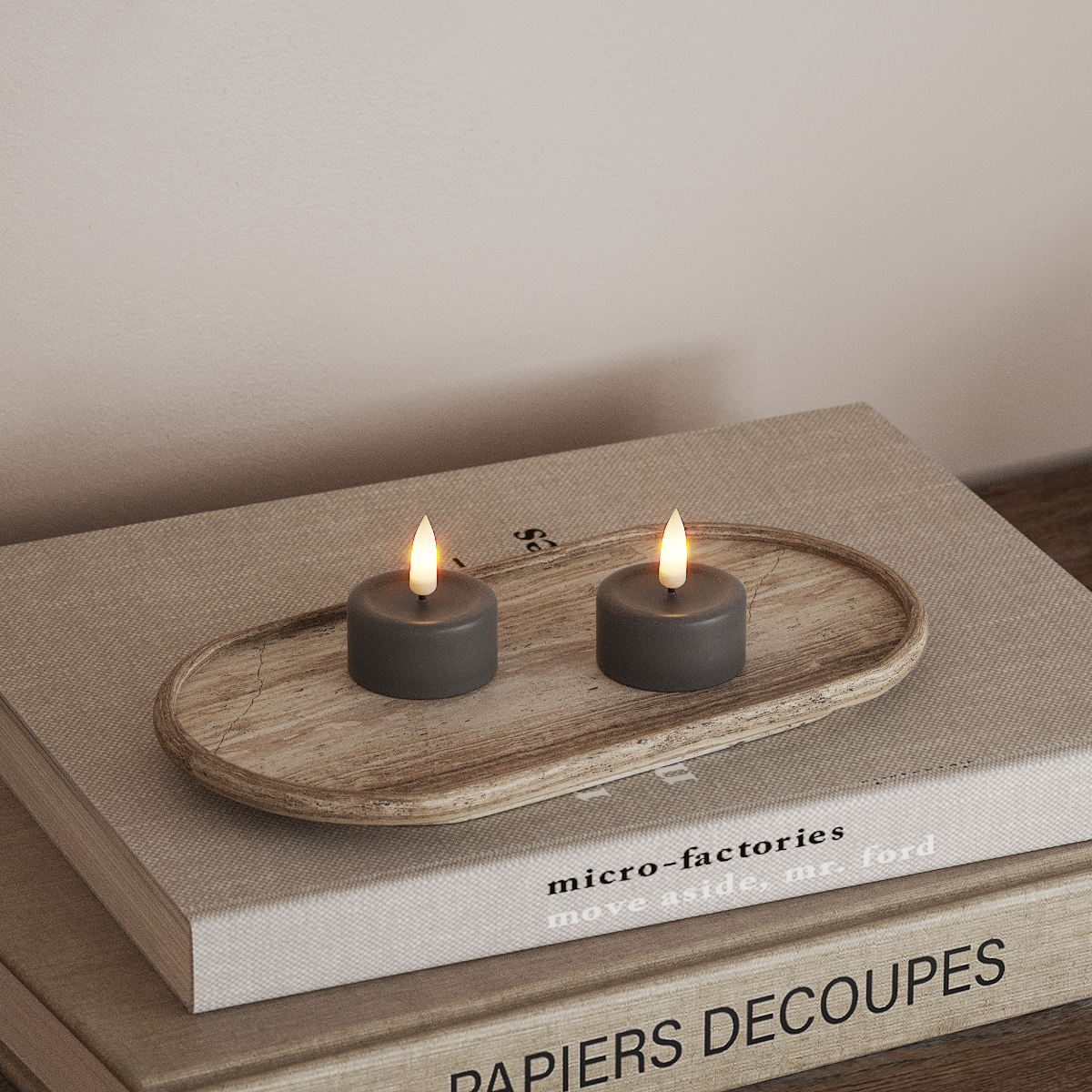 Deluxe Homeart LED Fyrfadslys 2 stk. Grå LED fyrfadslys 3