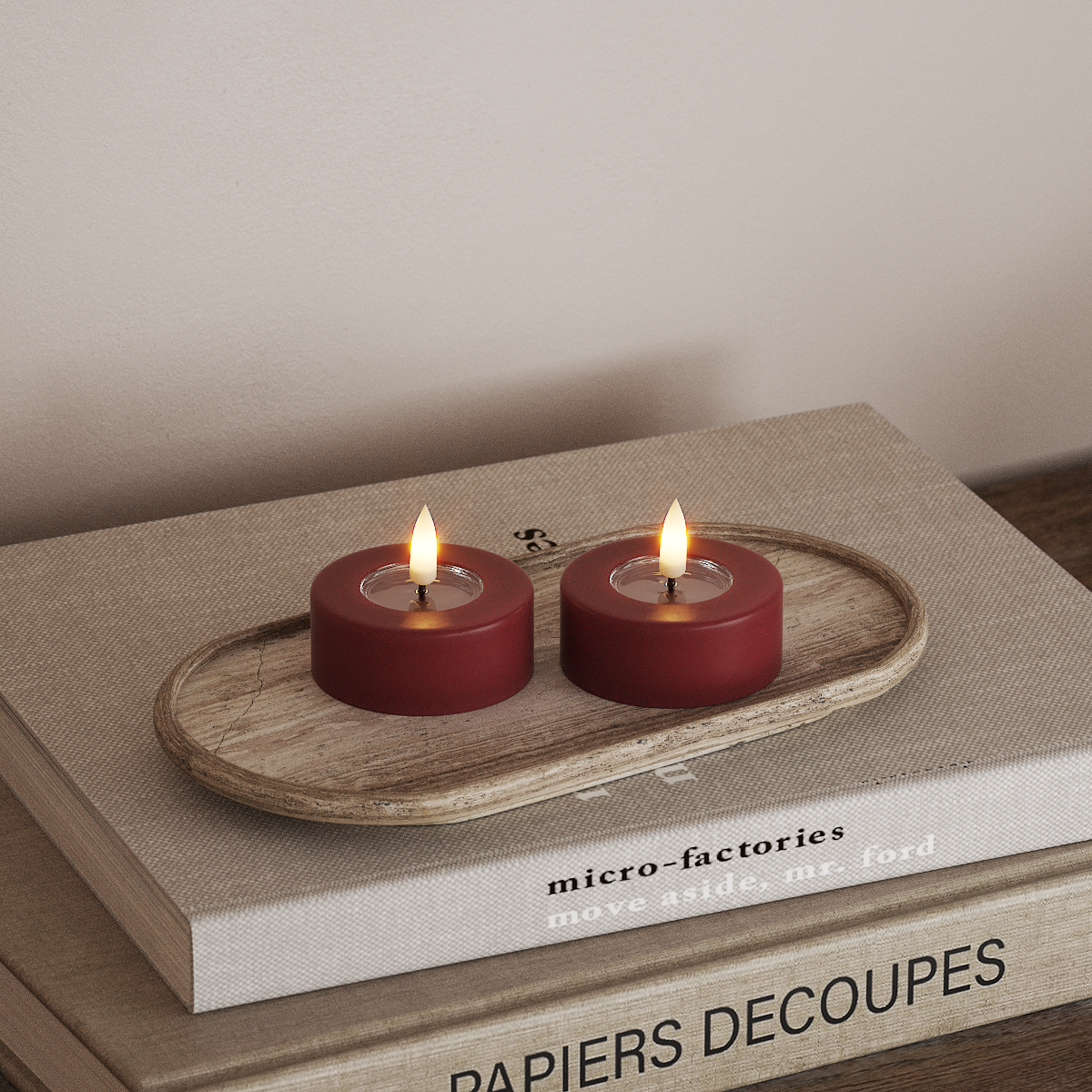 Deluxe Homeart Ρεσώ LED Jumbo 2 τεμ. Μεγάλο Μπορντό Φωτάκι τσαγιού LED jumbo 3