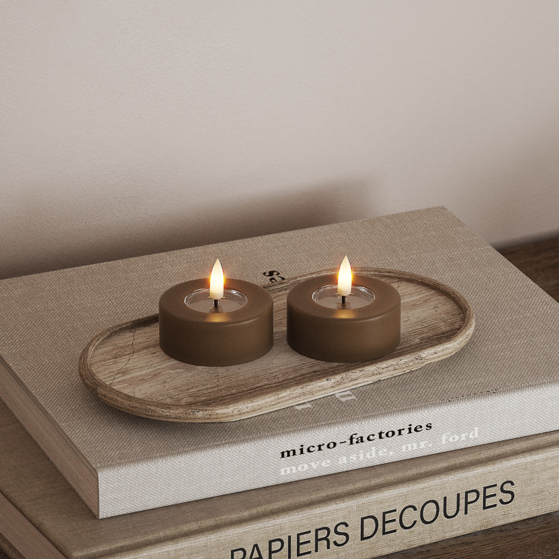 Deluxe Homeart LED Jumbo čajové svíčky 2 ks. Velký Karamelová LED jumbo čajová svíčka 4