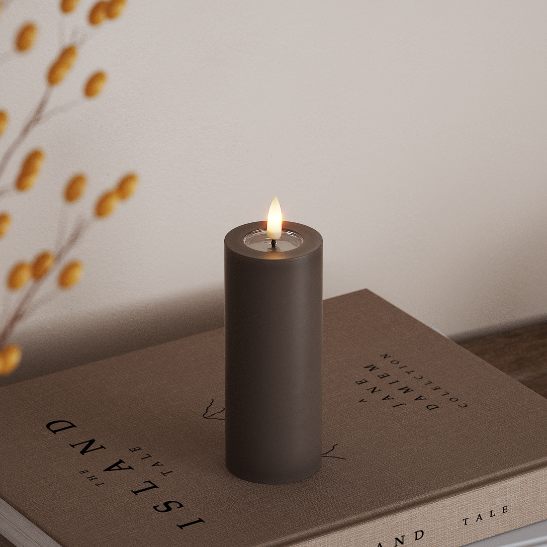 Deluxe Homeart LED Blockljus Ø 5 x 12,5 cm Mocca LED Blockljus 4