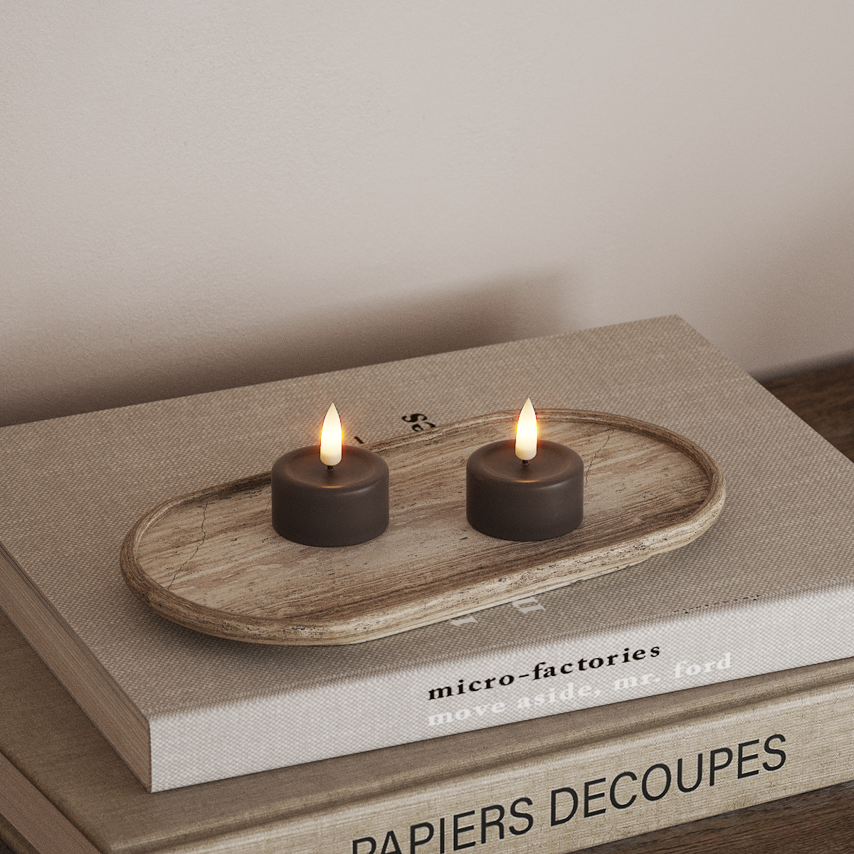 Deluxe Homeart LED Telys 2 stk. Mokka LED telys 3