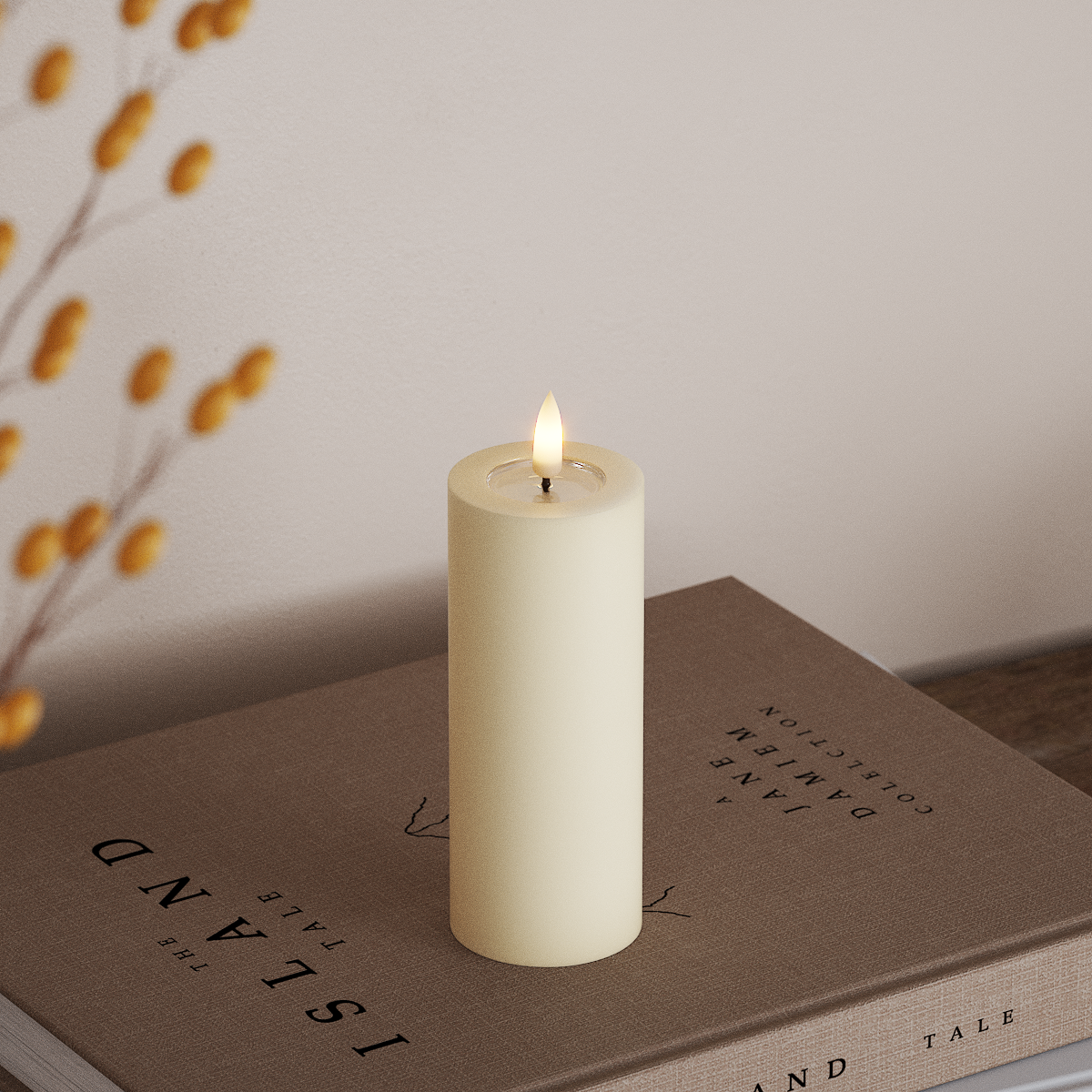 Deluxe Homeart LED blokk lámpa Ø 5 x 12,5 cm Krémes LED blokk lámpa 3