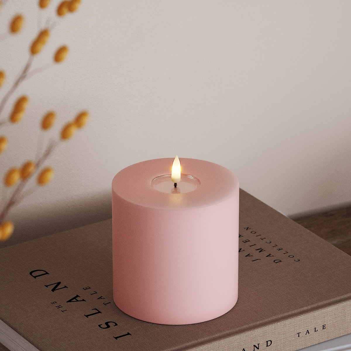 Deluxe Homeart Φωτιστικό μπλοκ LED Ø 10 x 10 cm Ανοιχτό ροζ Φως μπλοκ LED 3