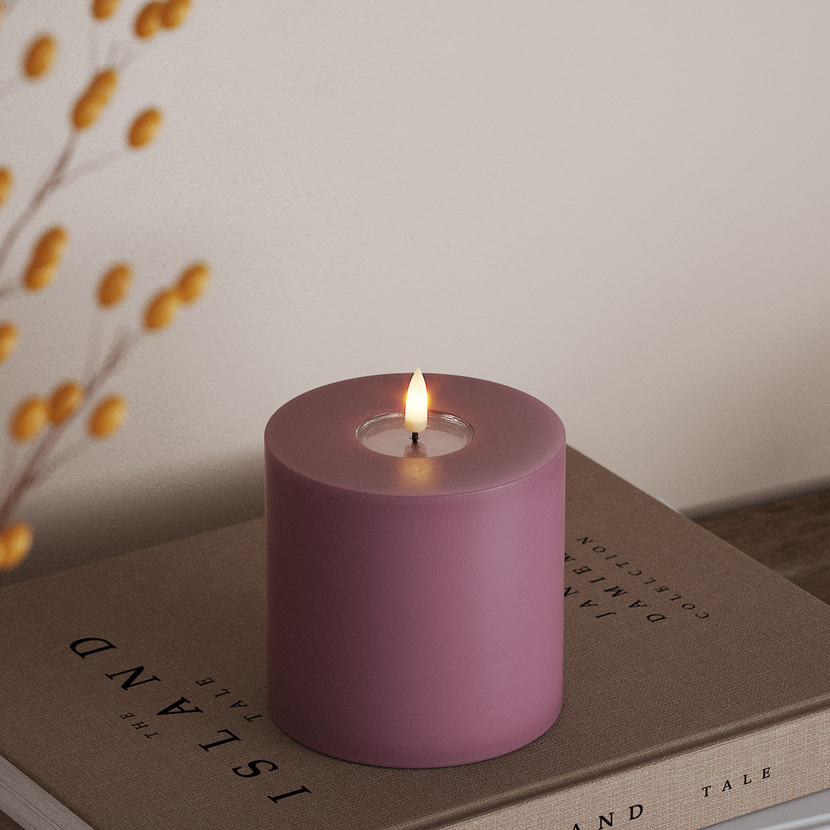 Deluxe Homeart LED Blockljus Ø 10 x 10 cm Ljuslila LED Blockljus 3