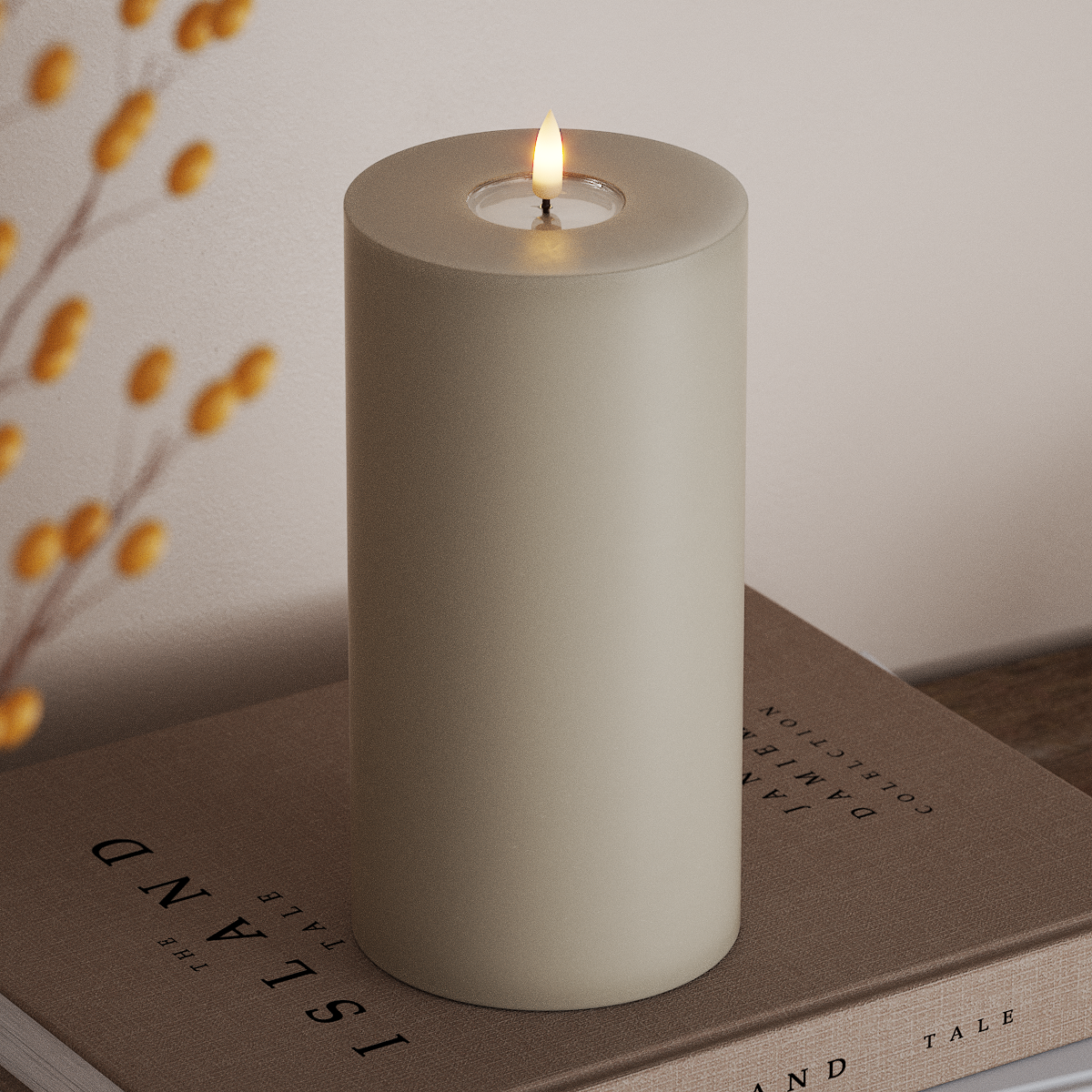 Deluxe Homeart LED Bloklys Ø 10 x 20 cm Sand LED bloklys 3