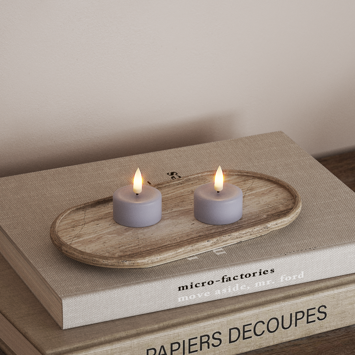 Deluxe Homeart LED Fyrfadslys 2 stk. Støvet blå LED fyrfadslys 3