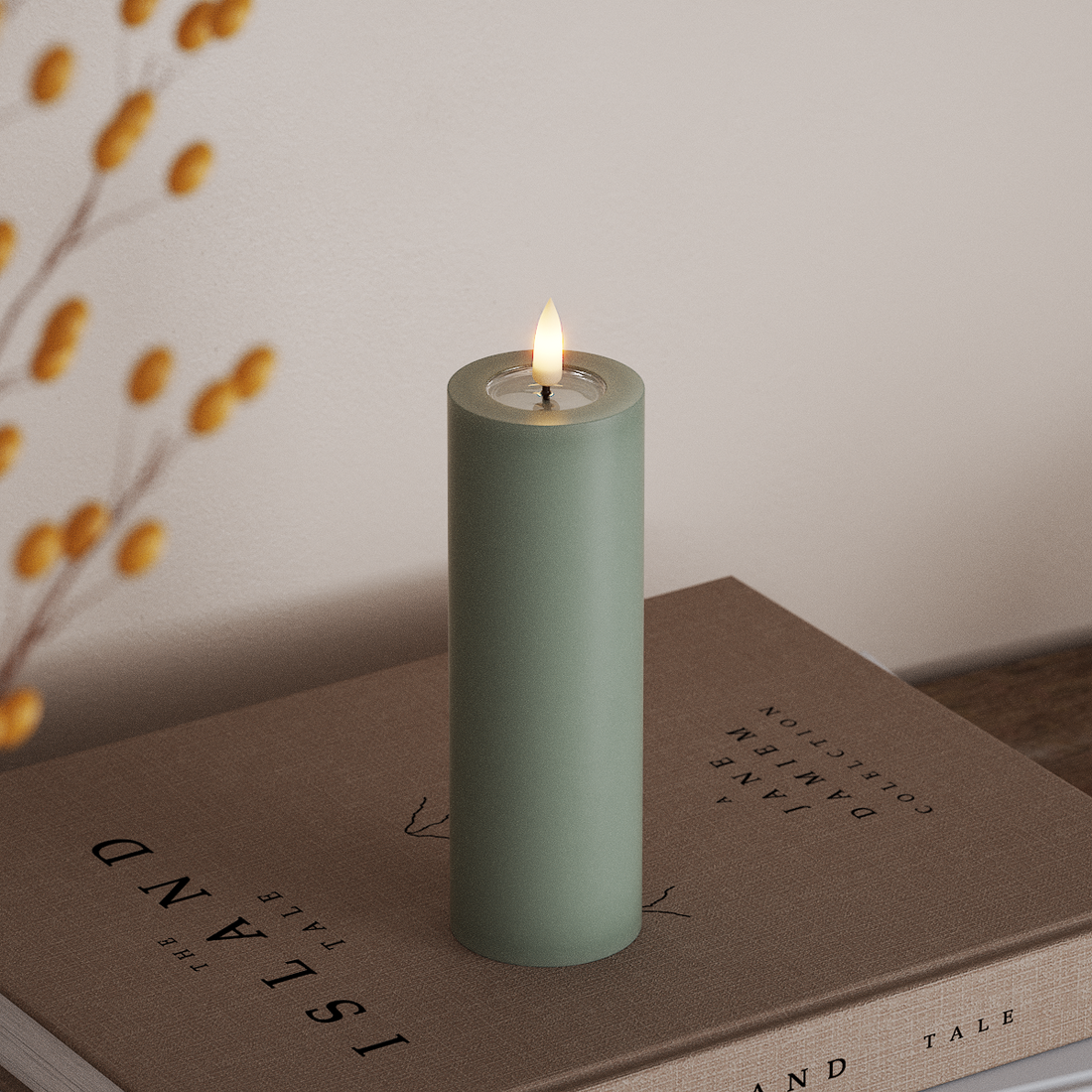 Deluxe Homeart LED blokk lámpa Ø 5 x 15 cm Zsályazöld LED blokk lámpa 4