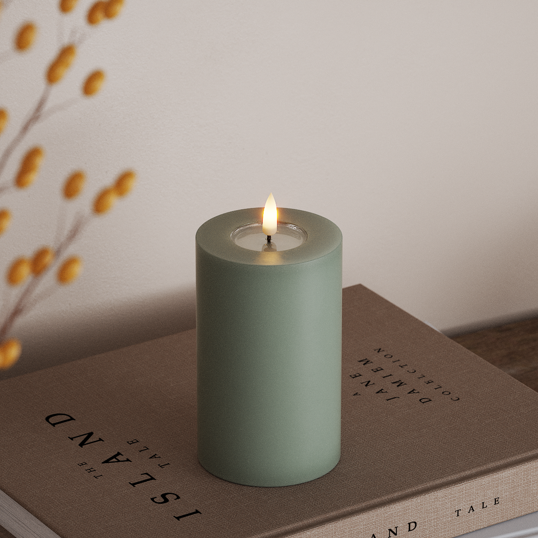 Deluxe Homeart LED blokk lámpa Ø 7,5 x 12,5 cm Zsályazöld LED blokk lámpa 4