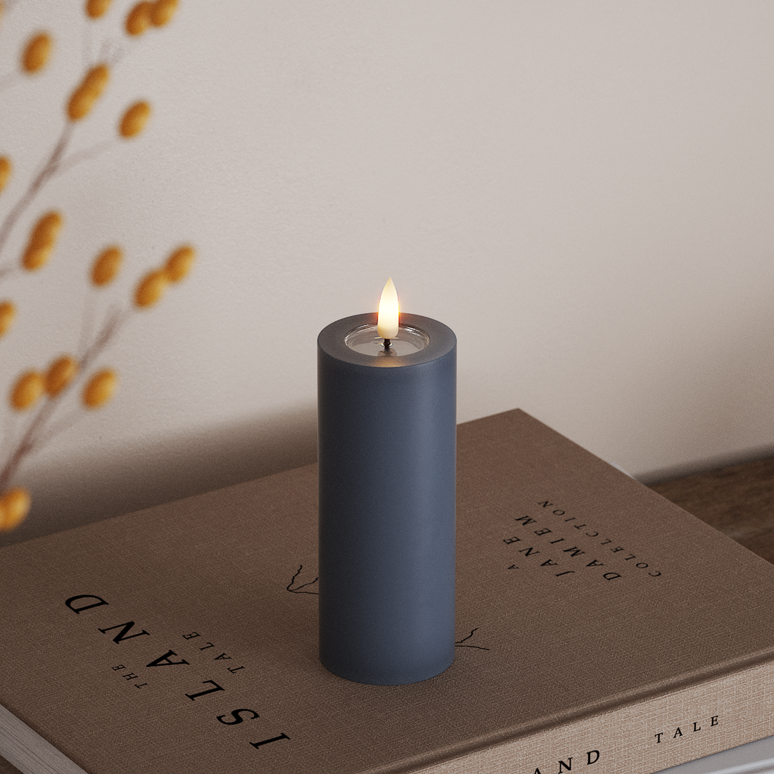 Deluxe Homeart LEDs Vela pilar Ø5 x 12,5cm Azul gelo LEDs Vela pilar 4