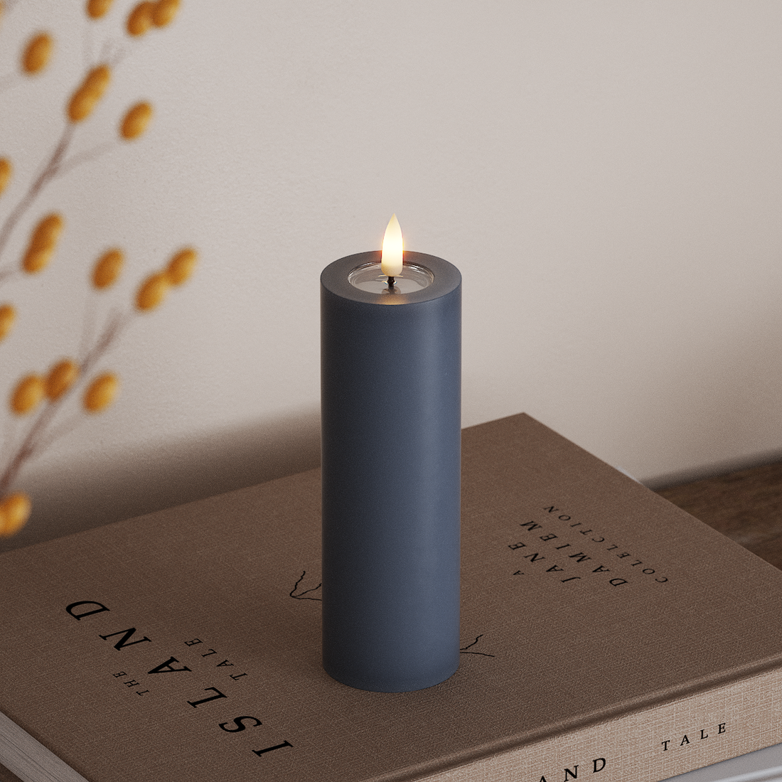 Deluxe Homeart LEDs Vela pilar Ø5x15cm Azul gelo LEDs Vela pilar 4
