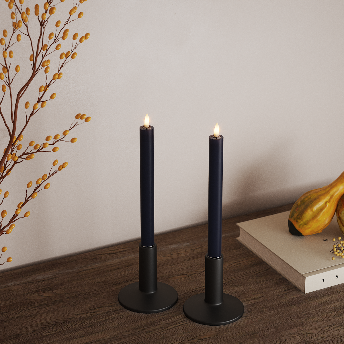 Deluxe Homeart LED Kronelys 2 stk, Ø 2 x 24 cm Kongeblå LED kronlys 3