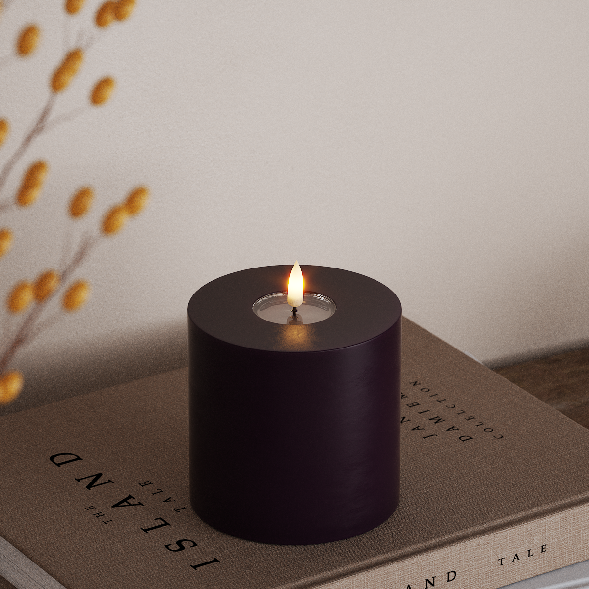 Deluxe Homeart Φωτιστικό μπλοκ LED Ø 10 x 10 cm Σκούρο μωβ Φως μπλοκ LED 3