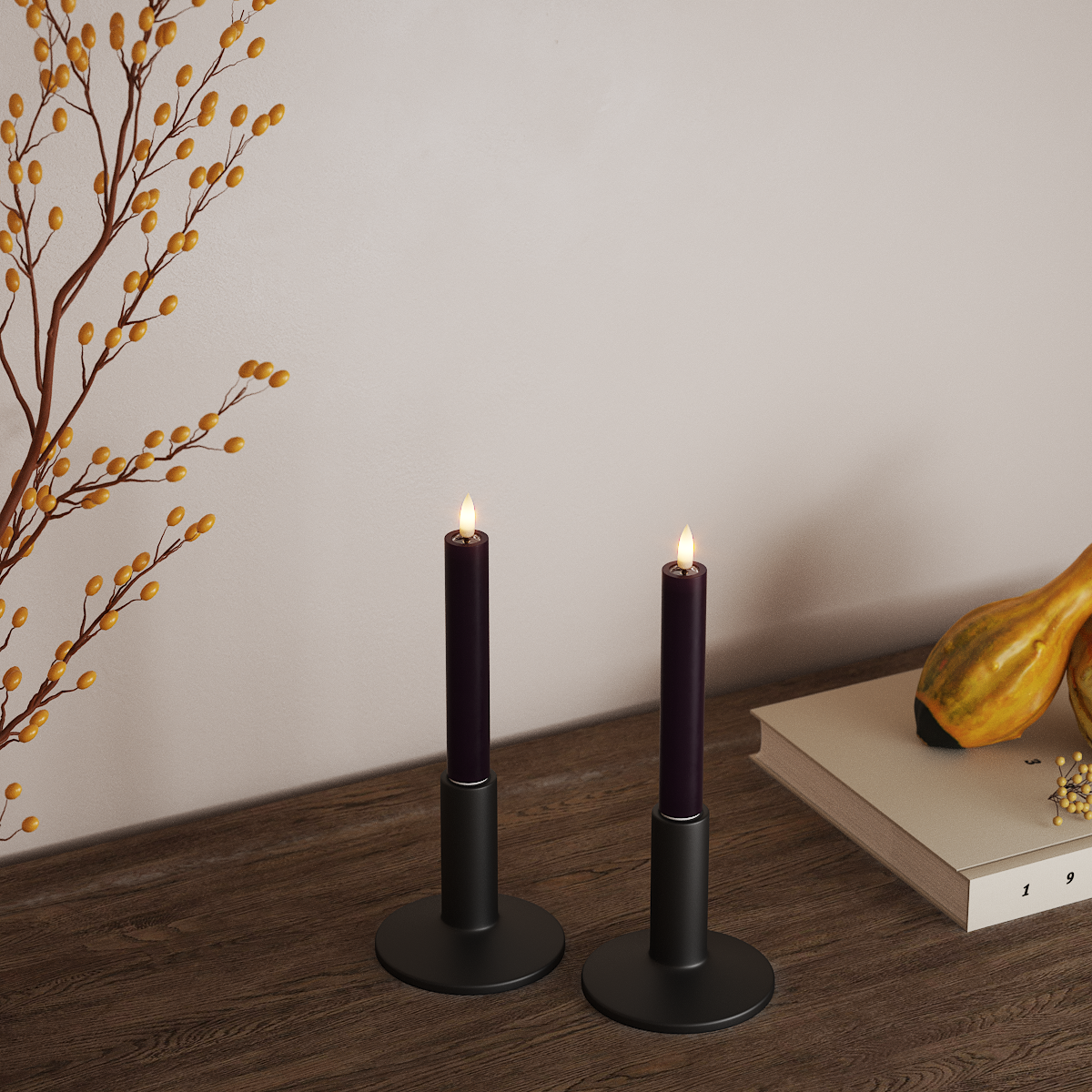 Deluxe Homeart Korunka LED 2 ks, Ø 2 x 15 cm Tmavě fialová LED korunkové světlo 3