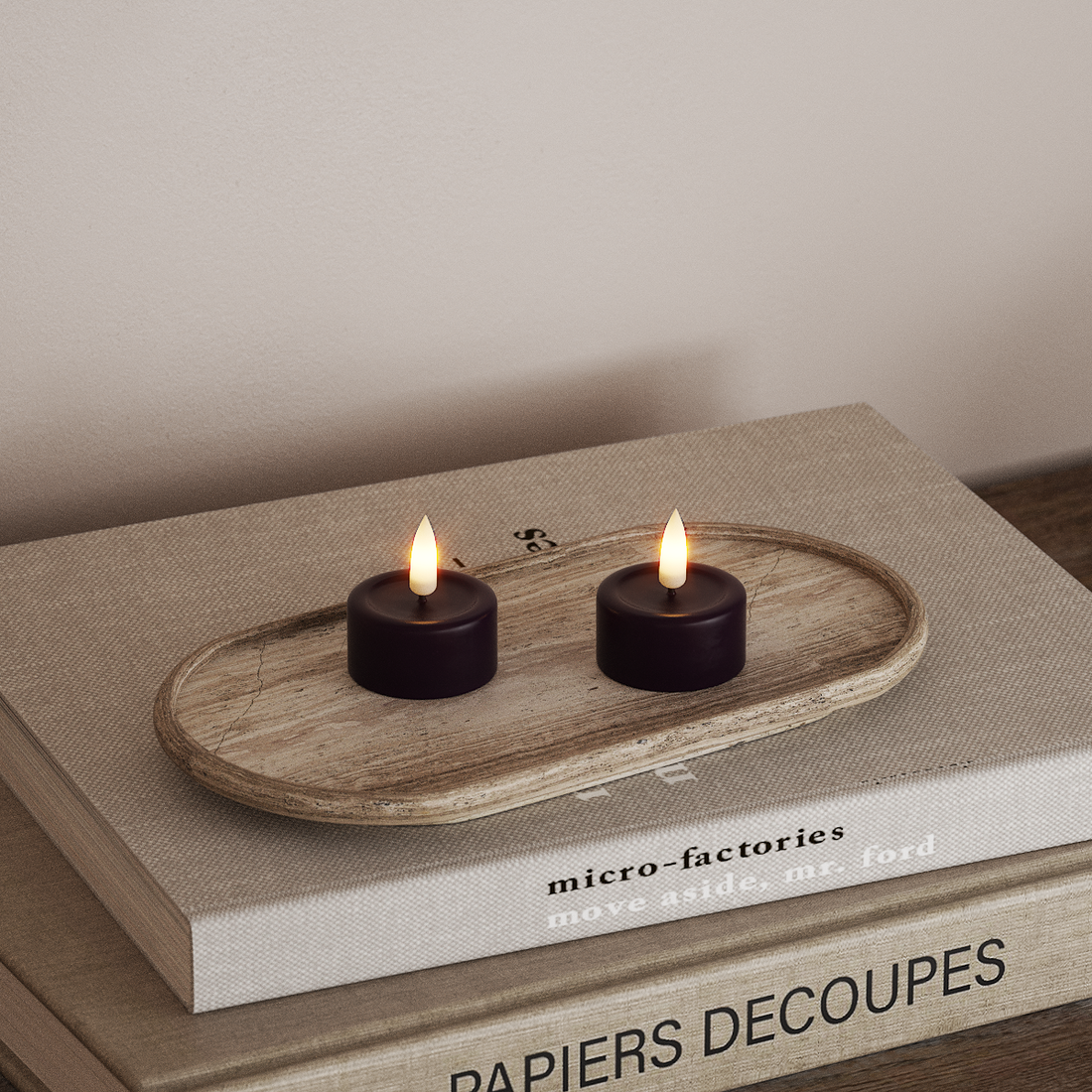 Deluxe Homeart LEDs Vela de chá 2 peças Roxo escuro LEDs Vela de chá 4