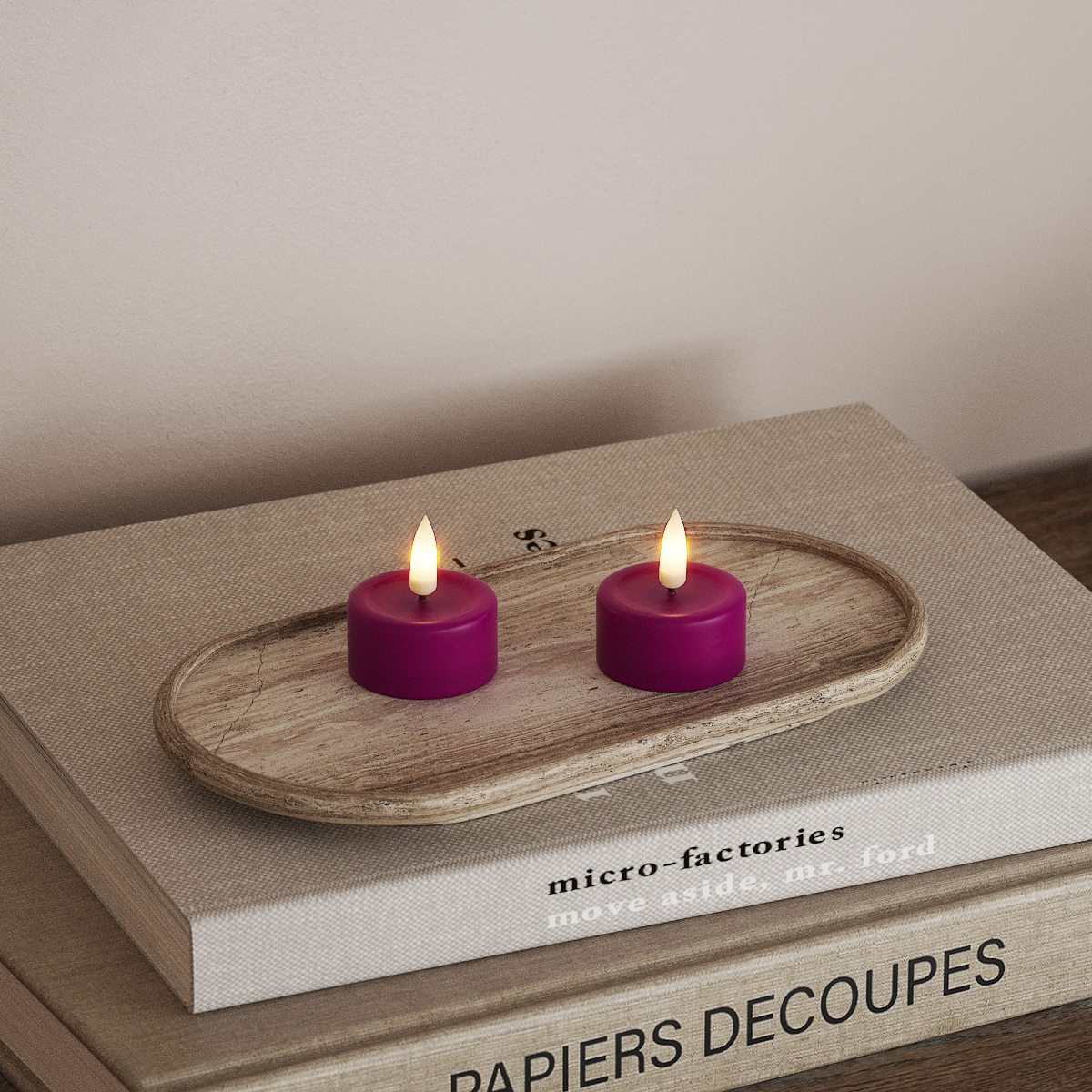 Deluxe Homeart LED Fyrfadslys 2 stk. Violet LED fyrfadslys 3