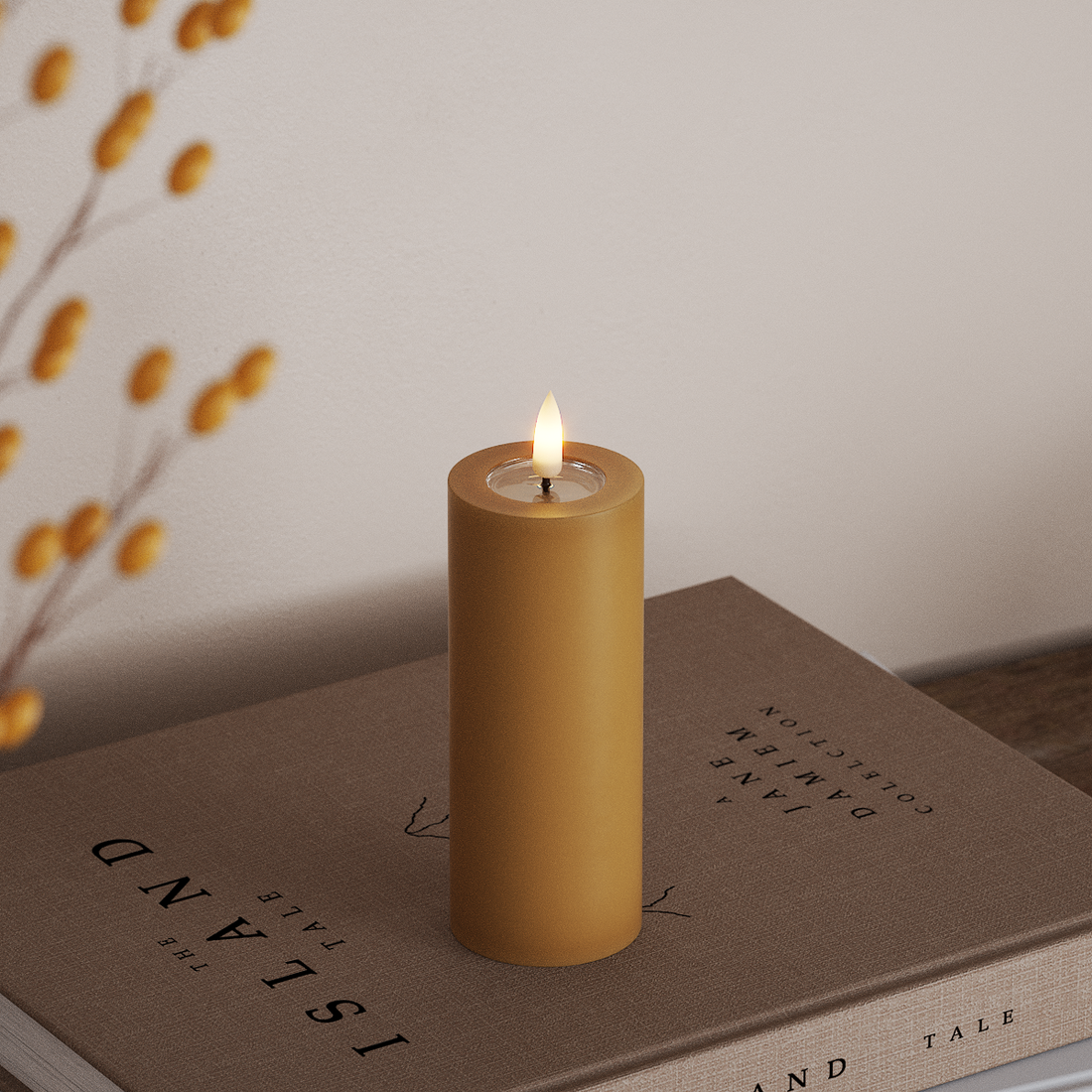 Deluxe Homeart LED Blokklys Ø 5 x 12,5 cm Curry LED blokklys 4