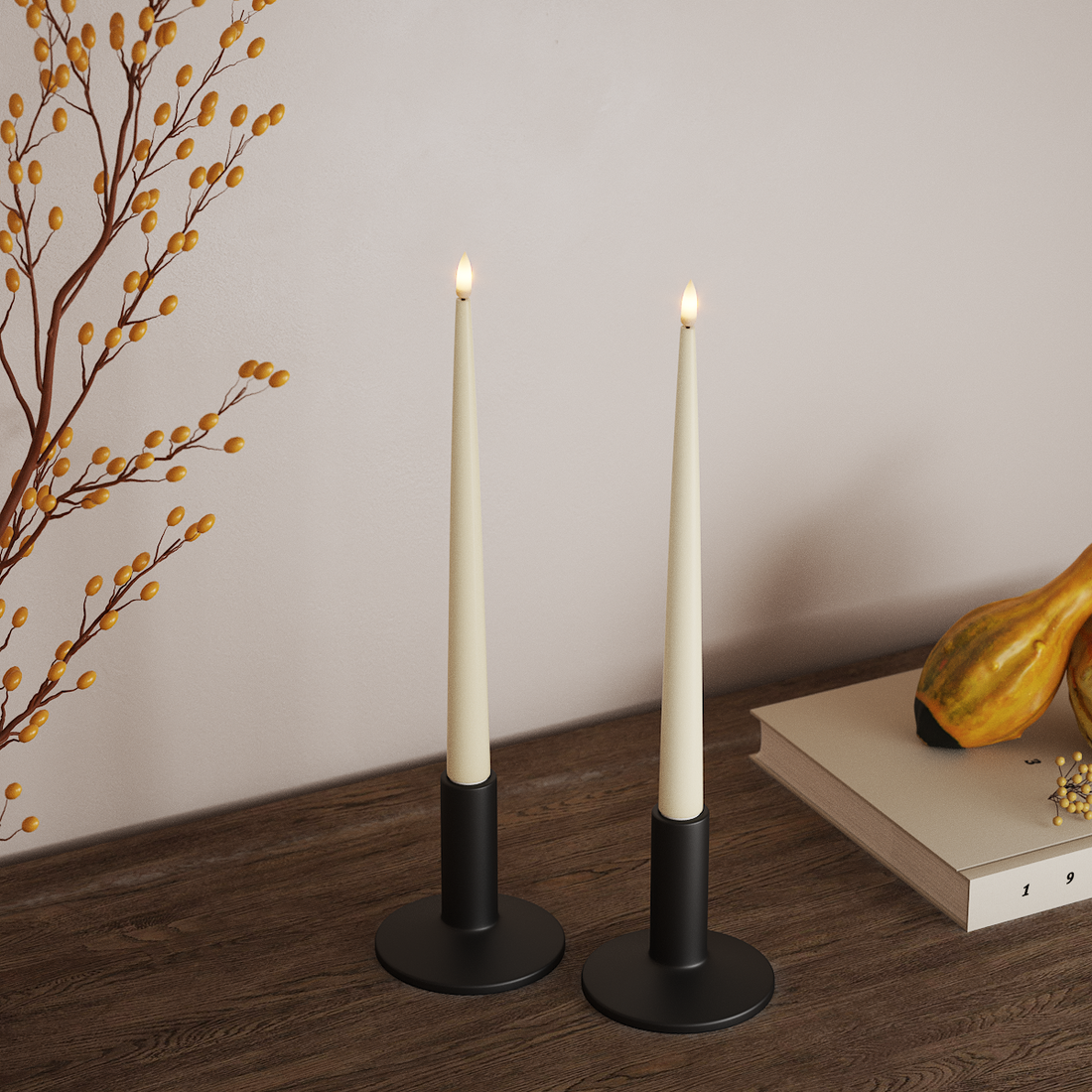 Deluxe Homeart LED gyertyalámpa Lakkal, 2 db 28 cm Krémes LED gyertyafény 4