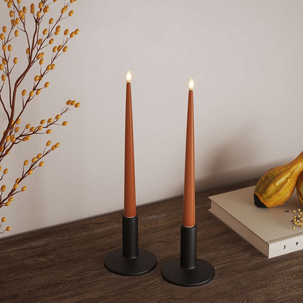 Deluxe Homeart LED Ljus Med Lack med Lack, 2 st 28 cm Orange LED Ljus Med Lack 3