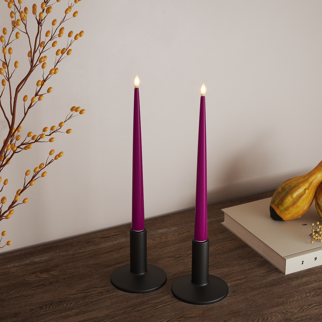 Deluxe Homeart Lakiga LED küünlavalgus, 2 tk 28 cm Violett LED küünlavalgus 3