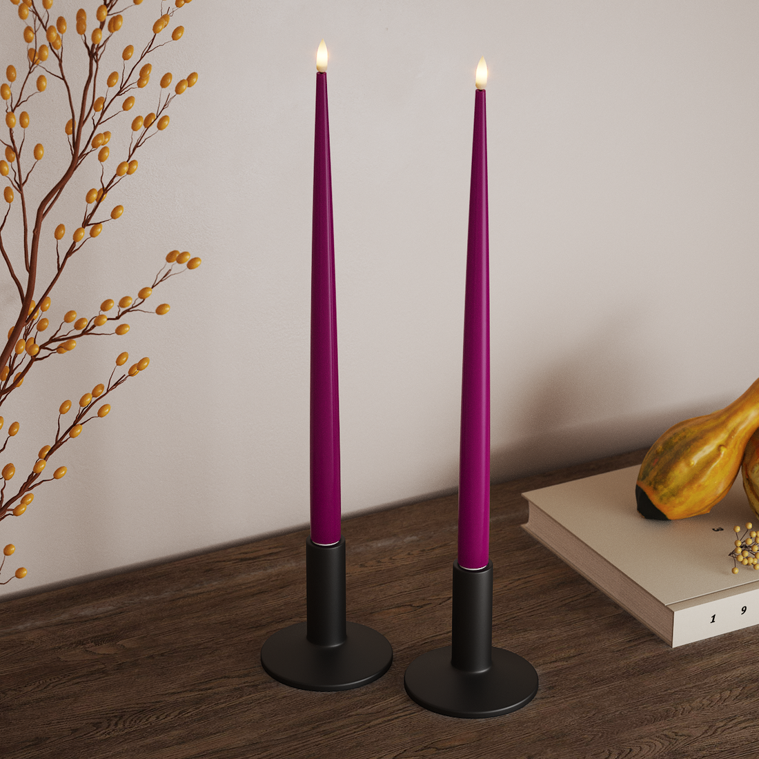 Deluxe Homeart Lakiga LED küünlavalgus, 2 tk 38 cm Violett LED küünlavalgus 3