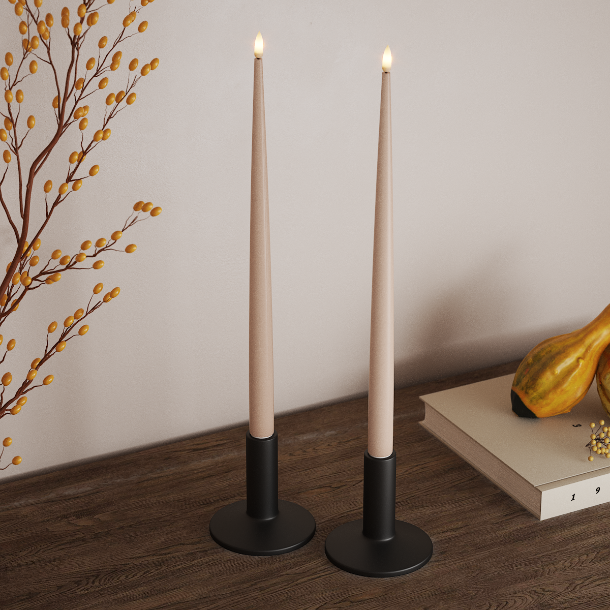 Deluxe Homeart LED Ljus Med Lack med Lack, 2 st 38 cm Rose LED Ljus Med Lack 3