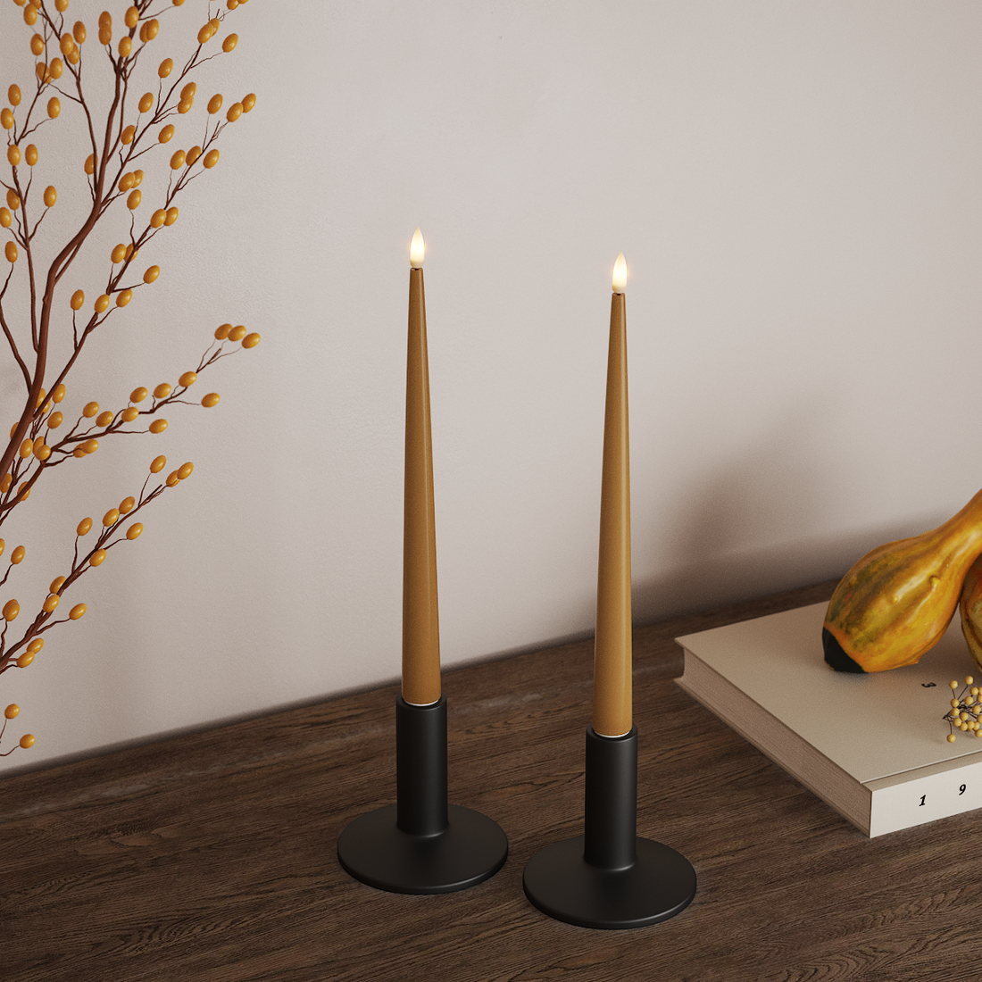 Deluxe Homeart LED gyertyalámpa Lakkal, 2 db 28 cm Curry LED gyertyafény 4