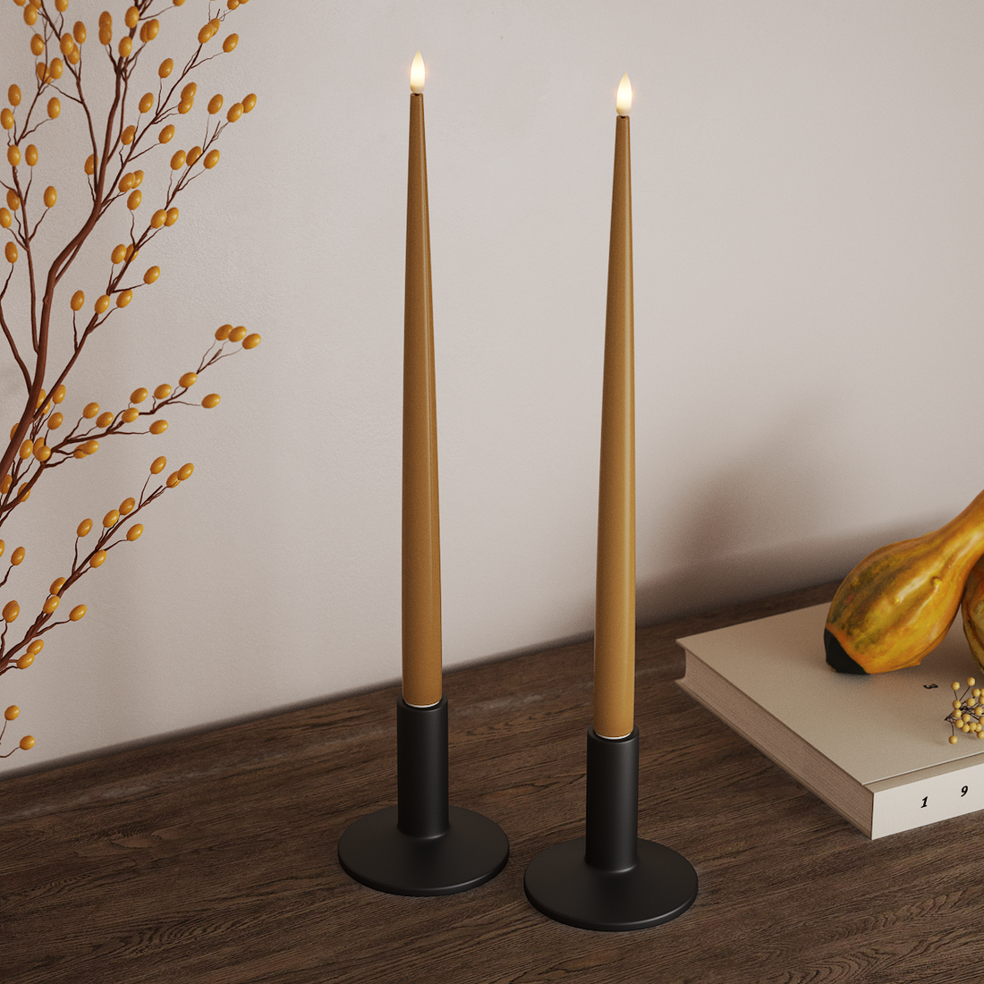 Deluxe Homeart LED gyertyalámpa Lakkal, 2 db 38 cm Curry LED gyertyafény 4