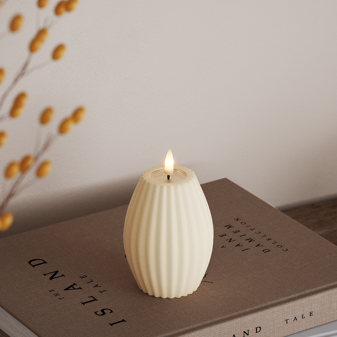 Deluxe Homeart LED Rillelys D 7,5 x H 10 cm Cream LED rillelys 4