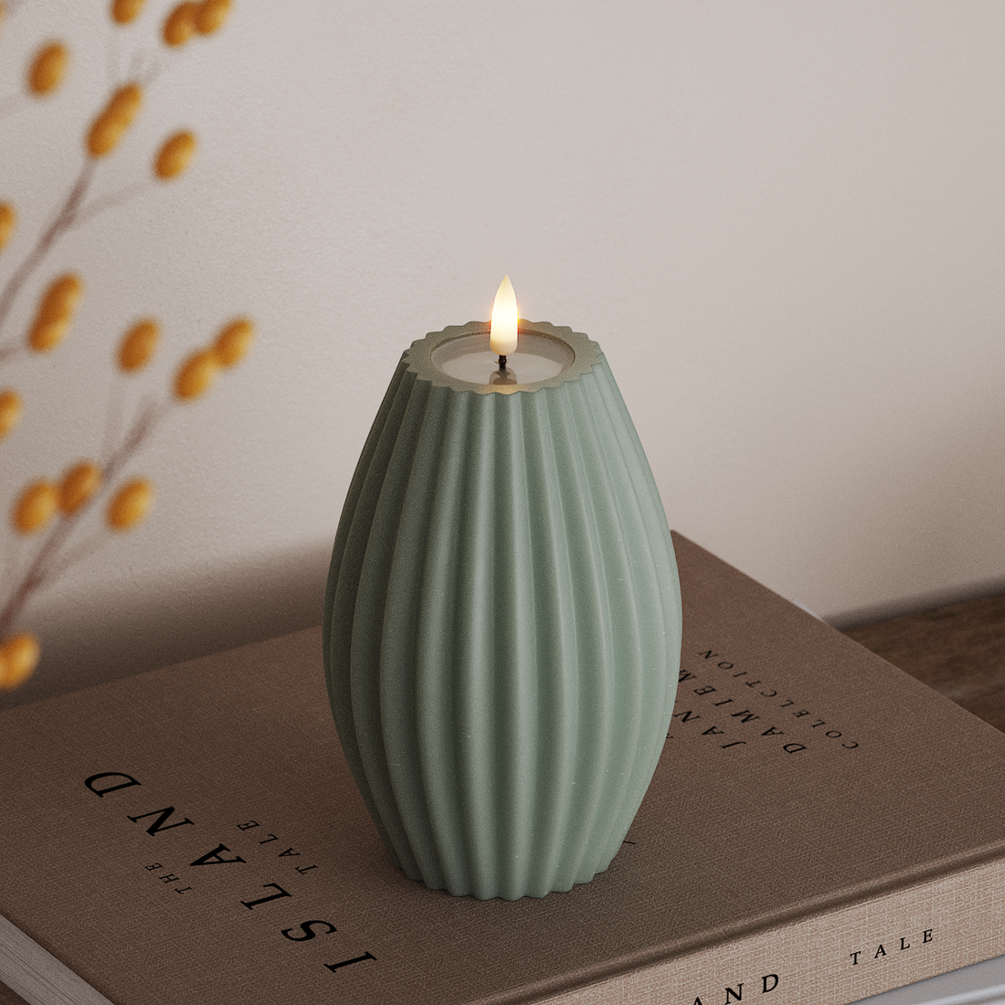 Deluxe Homeart LED Rillelys D 10 x H 15 cm Salvie grøn LED rillelys 4