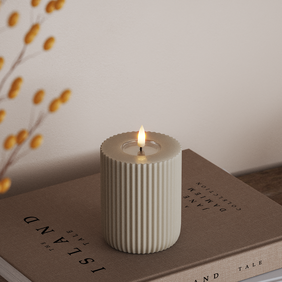 Deluxe Homeart Solid Stripe Φωτιστικό LED Block Ø 8 X 10 cm Άμμος Σχήμα LED 3