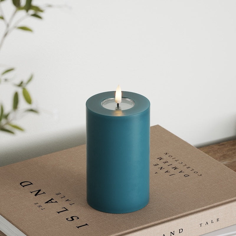 Deluxe Homeart Φωτιστικό μπλοκ LED Ø 7,5 x 12,5 cm Πετρόλ