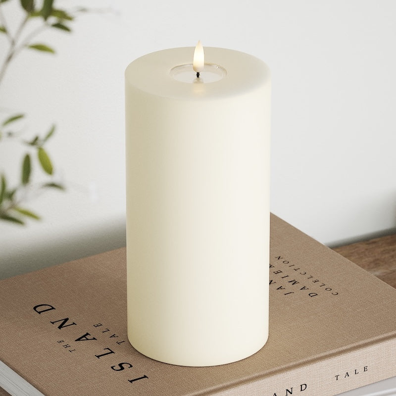 Deluxe Homeart LED Bloklys Ø 10 x 20 cm Cream