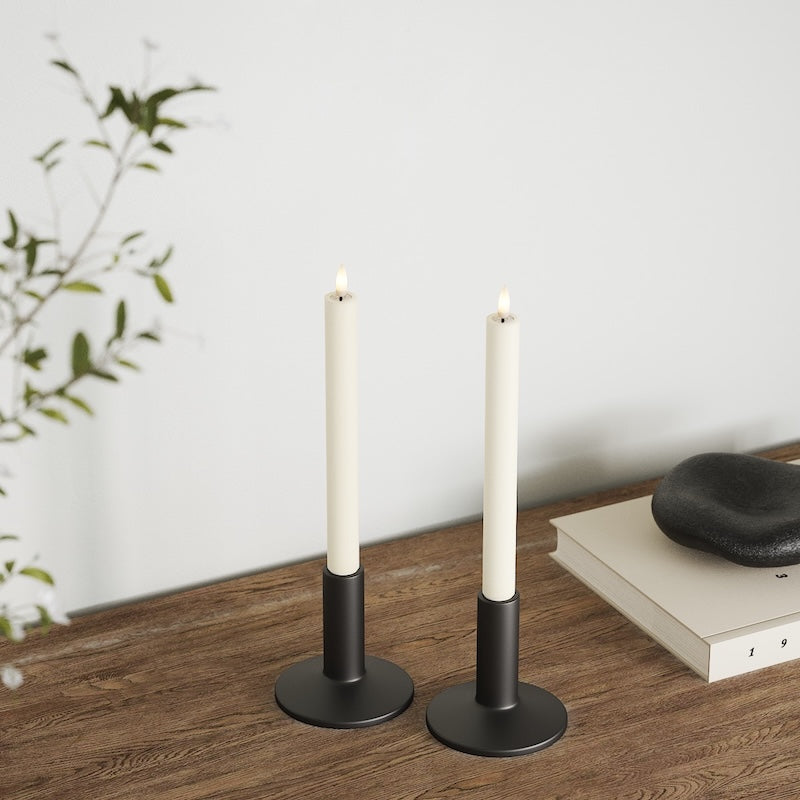 Deluxe Homeart LEDs Vela fina 2 peças, Ø 2 x 24 cm Creme