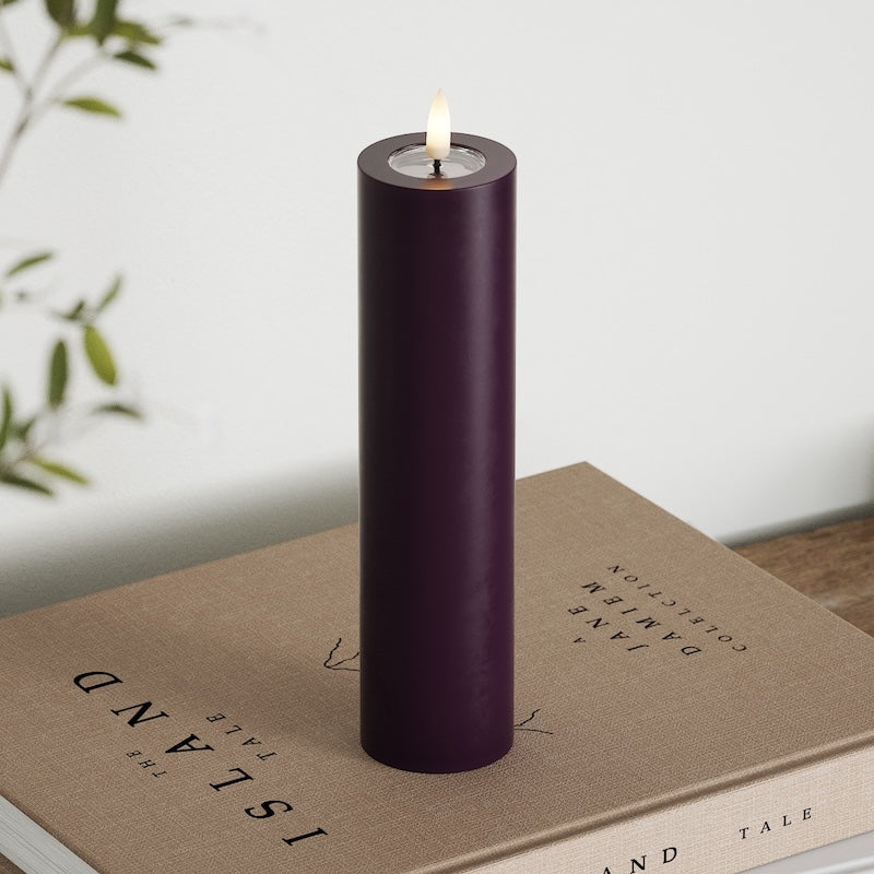 Deluxe Homeart Φωτιστικό μπλοκ LED Ø 5 x 20 cm Σκούρο μωβ